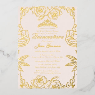 Pink peach Gold Rose Garden Quinceanera