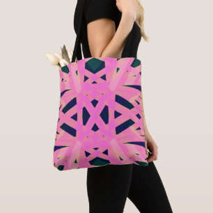 Pink Peach Green Blue Art Deco Geometric Ladies Tote Bag