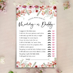 Pink Peach Guess Who Mum or Dad Baby Shower Games