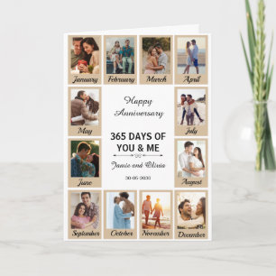 Pink & Peach Modern 1st Anniversary Photo Collage Card