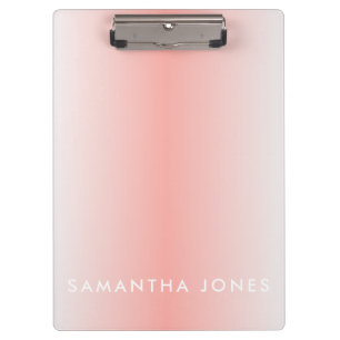 Pink Peach Ombre Simple Plain Personalise Own Name Clipboard