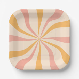 Pink Peach Orange Swirl Paper Plates