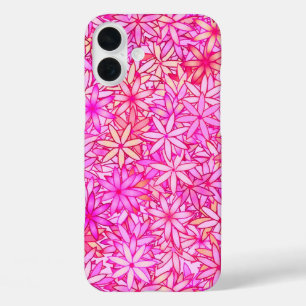 pink, peach, orchid and coral flowers iPhone 16 plus case