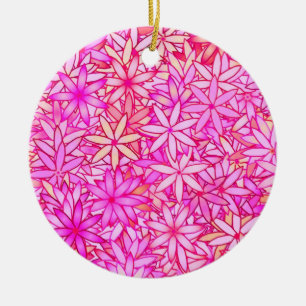 pink, peach, orchid and coral flowers ceramic tree decoration