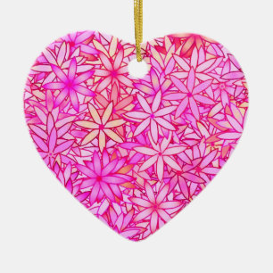 pink, peach, orchid and coral flowers ceramic tree decoration