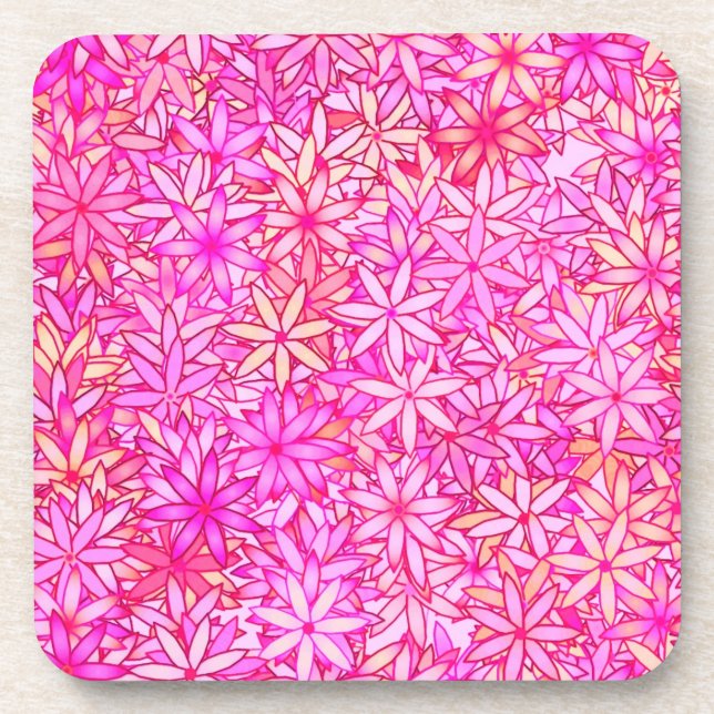 pink, peach, orchid and coral flowers coaster (Front)