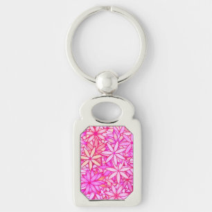 pink, peach, orchid and coral flowers key ring
