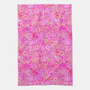 pink, peach, orchid and coral flowers tea towel