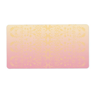 Pink Peach Pastel Damask Labels