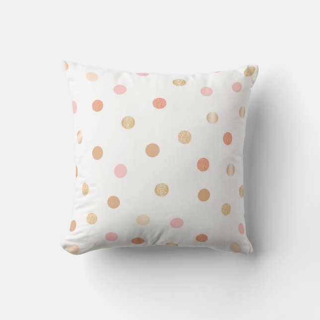 Pink & Peach Polka Dot Cushion (Front)