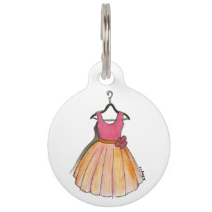 Pink Peach Prom Party Retro Vintage Fashionista Pet Tag