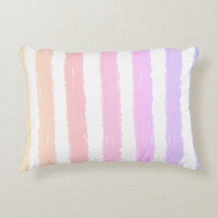 Pink Peach Purple Summer Stripes Decorative Cushion