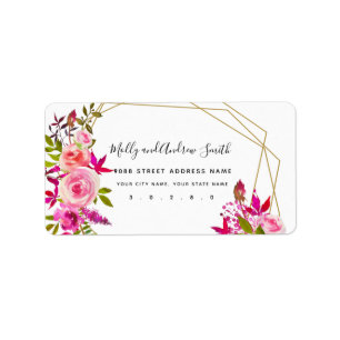 Pink Peach Rose address label party wedding