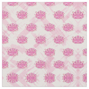 Pink Peach Rose Floral Watercolor Brushstrokes Fabric