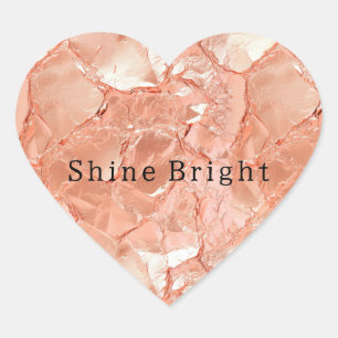Pink Peach Rose Gold Glam Heart Sticker