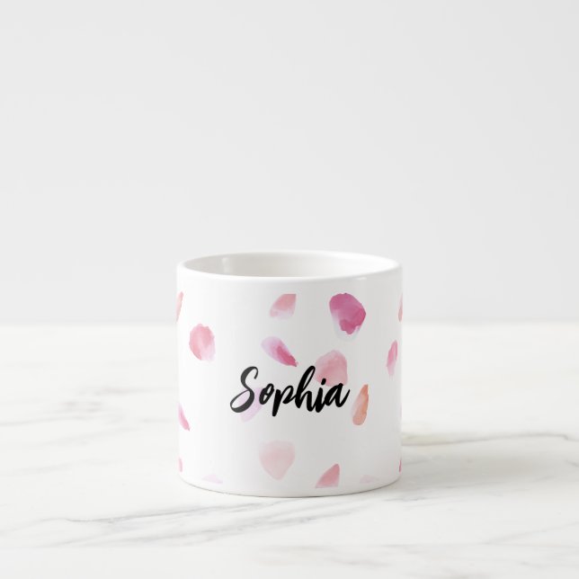 Pink Peach Rose Petals Floral   Espresso Cup (Front)
