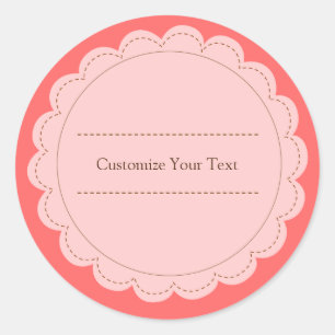 Pink & Peach Round Scallop Minimalist Classic Classic Round Sticker