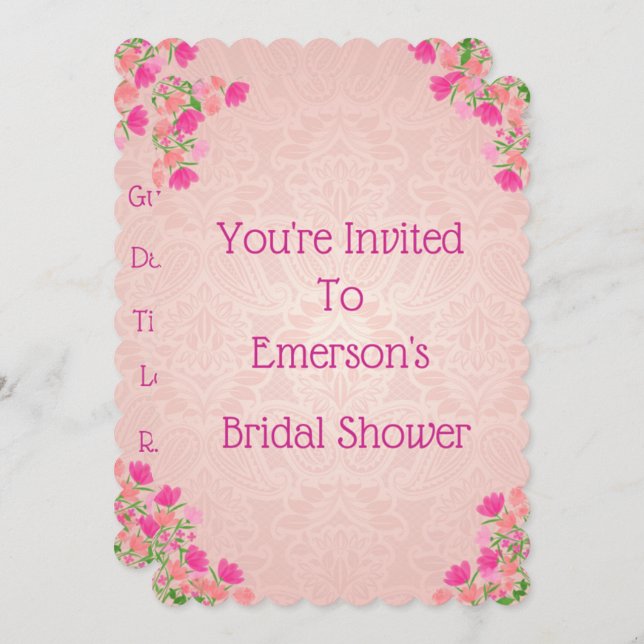 Pink & Peach Scalloped Bridal Shower Invitation (Front/Back)