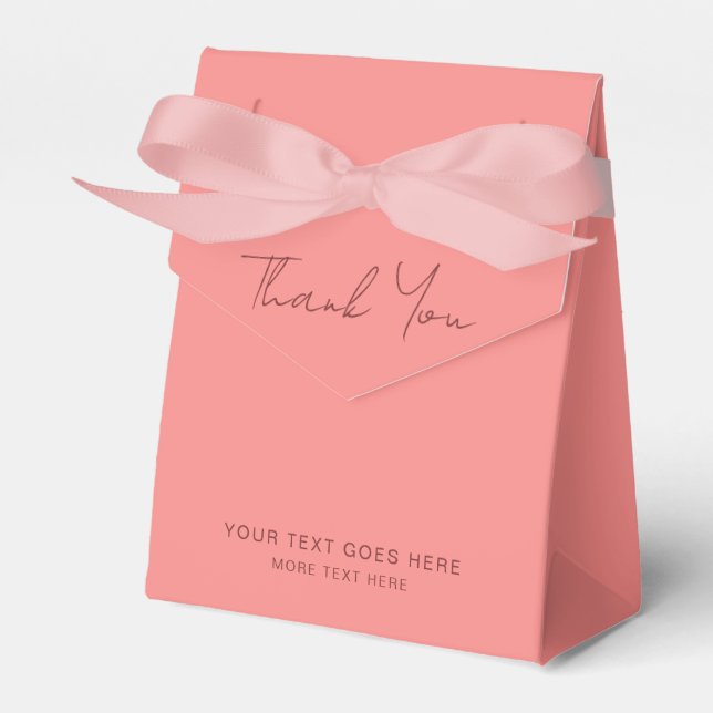 Pink Peach Solid Colour Thank You Handwritten Favour Box (Front Side)