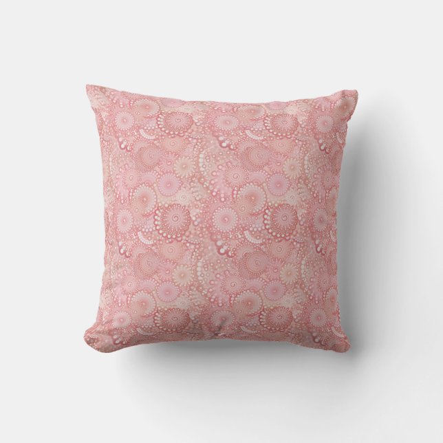 Pink, peach swirl pattern cushion (Front)