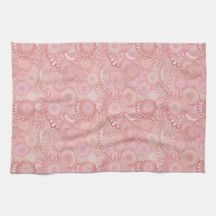 Pink, peach swirl pattern tea towel