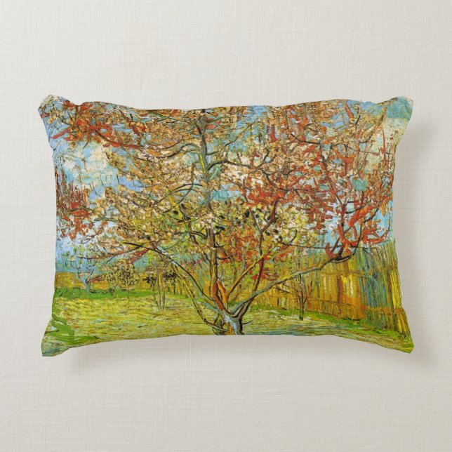 Pink Peach Tree in Blossom by Vincent van Gogh Decorative Cushion (Front)