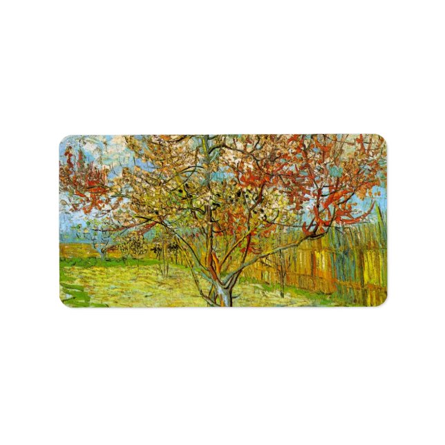 Pink Peach Tree in Blossom by Vincent van Gogh Label (Front)