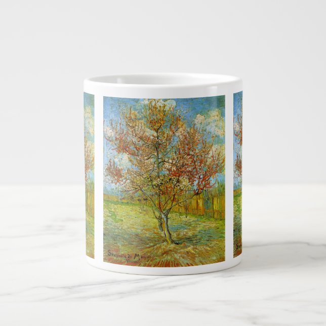 Pink Peach Tree in Blossom by Vincent van Gogh Large Coffee Mug (Front)