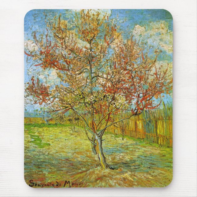 Pink Peach Tree in Blossom by Vincent van Gogh Mouse Mat (Front)