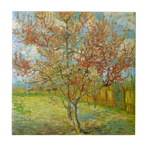 Pink Peach Tree in Blossom by Vincent van Gogh Tile