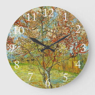 Pink Peach Tree in Blossom Reminiscence of Mauve Large Clock