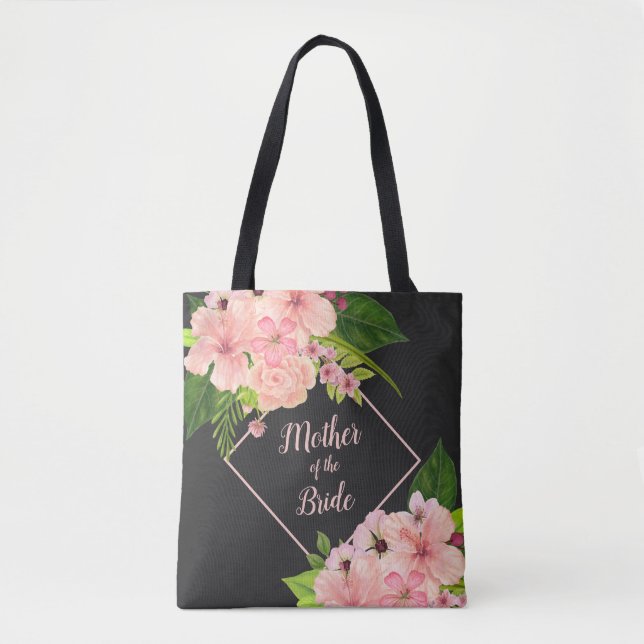 Pink & Peach Tropical Floral Mother Of The Bride Tote Bag (Front)