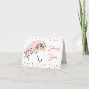 Pink & Peach Umbrella Thank You Card