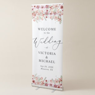 Pink Peach Wedding Welcome Vertical Banner
