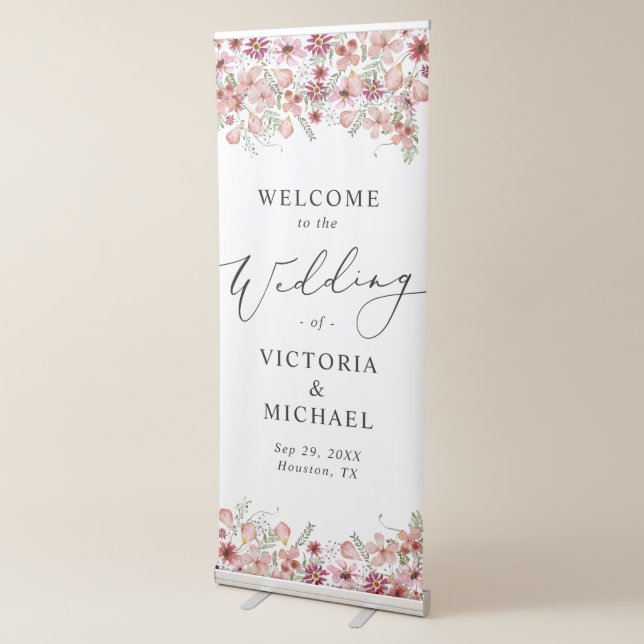 Pink Peach Wedding Welcome Vertical Banner (3/4)