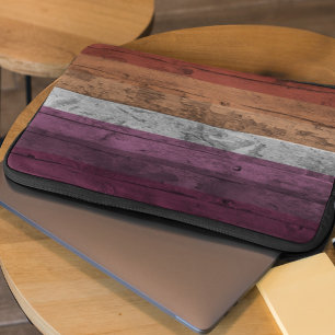 Pink Peach Wood Grain Subtle Lesbian Pride Flag Laptop Sleeve
