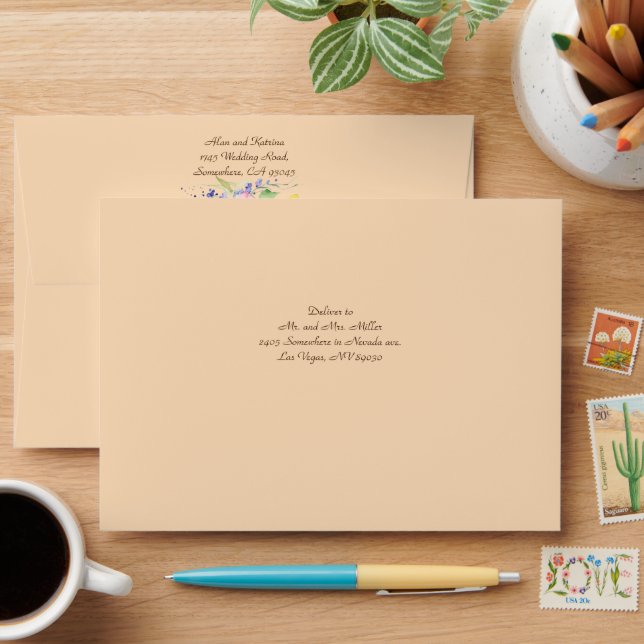 Pink Peach Yellow Blooms Envelope (Desk)