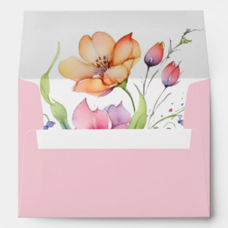 Pink Peach Yellow Blooms Envelope