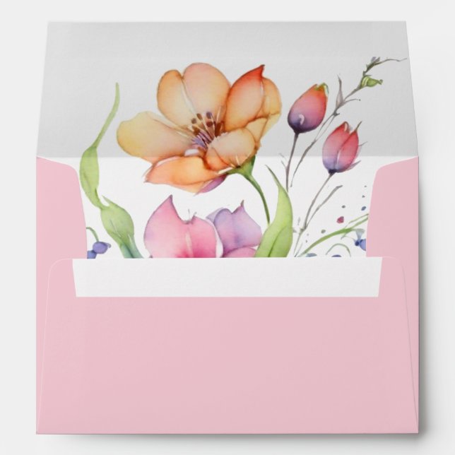 Pink Peach Yellow Blooms Envelope (Back (Bottom))