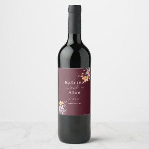 Pink Peach Yellow Blooms Wine Label