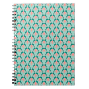 Pink Peach Yukka And Green Art Deco Pattern Notebook