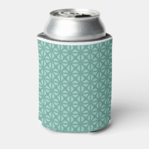 Pink Peach Yukka And Green Lattice Tile Pattern Can Cooler