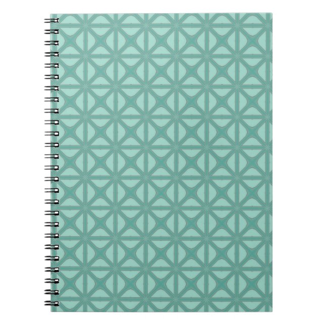 Pink Peach Yukka And Green Lattice Tile Pattern Notebook (Front)