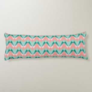 Pink Peach Yukka And Green ZigZag Pattern Body Cushion