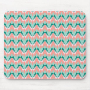 Pink Peach Yukka And Green ZigZag Pattern Mouse Mat