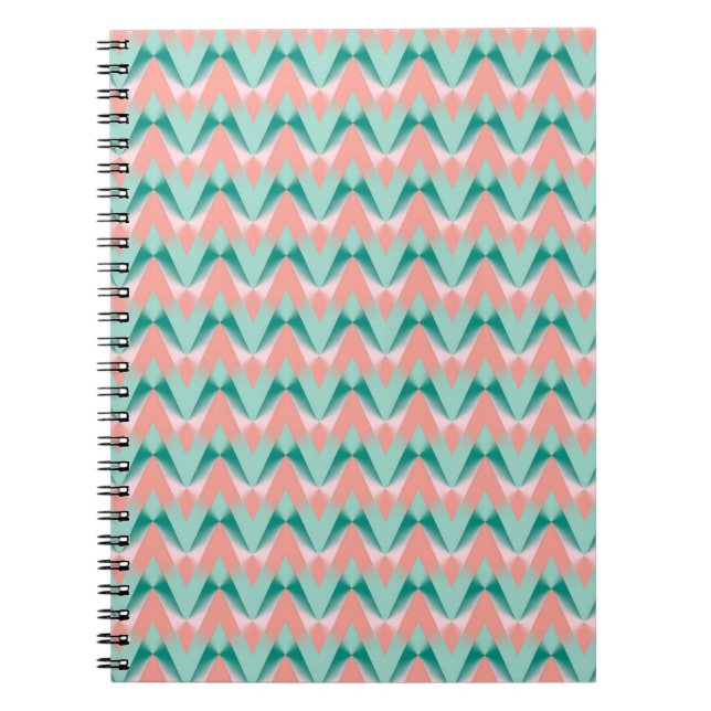 Pink Peach Yukka And Green ZigZag Pattern Notebook (Front)