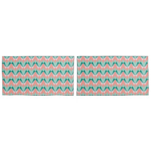 Pink Peach Yukka And Green ZigZag Pattern Pillowcase