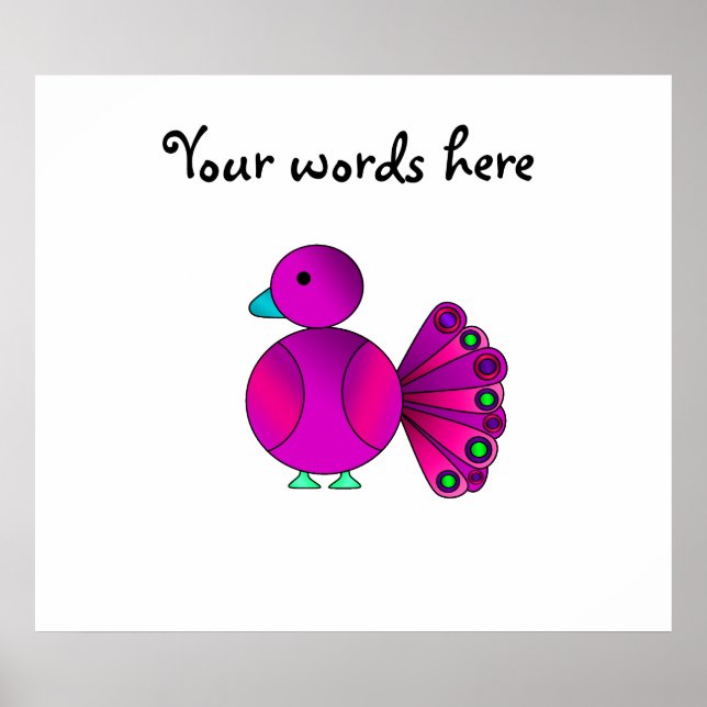 Pink peacock cute poster (Front)