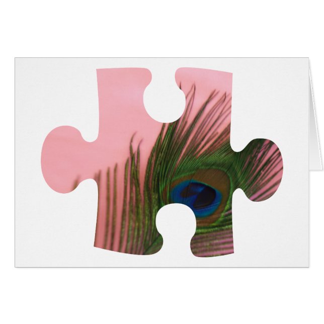 Pink Peacock Feather Puzzle Piece (Front Horizontal)