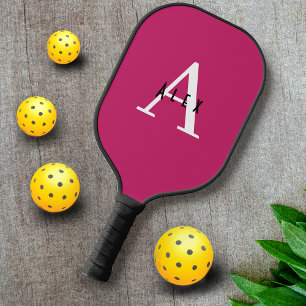 Pink Peacock Modern Custom Monogram Cute Trendy Pickleball Paddle
